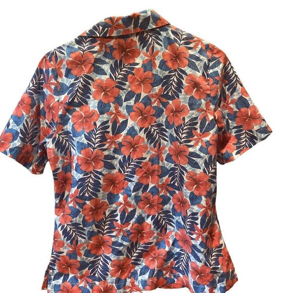 Women’s Hawaiian Shirt. Button Up. Size S/M. Red & blue Floral. Beach.Summer! - Picture 4 of 4